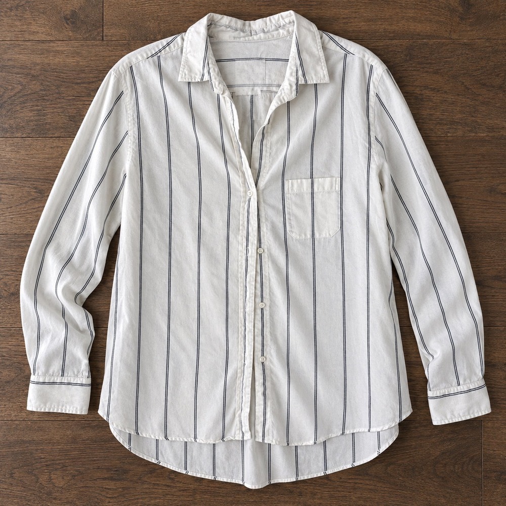 Grayson by Frank & Eillen The Hero Flannel Shirt Womens XL White Striped Button